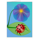 La mariquita linda, de la diversión y la flor le a tarjetón