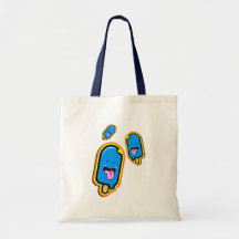 La materia dulce fresca - diseño feliz azul del he bolsa
