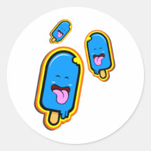 La materia dulce fresca - diseño feliz azul del he etiqueta redonda