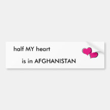 la mitad de MI corazón, está en AFGANISTÁN Pegatina De Parachoque