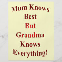 ¡La momia sabe mejor pero la abuela sabe todo! Tarjetas Publicitarias