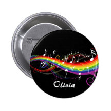 La música blanca del arco iris observa el botón pin