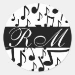 La música con monograma observa al pegatina