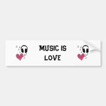 La música es amor pegatina de parachoque