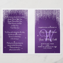 La noche del programa del boda deslumbra púrpura flyer personalizado