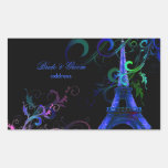 La Nuit, París/Eiffel de PixDezines+Remolinos Rectangular Pegatinas