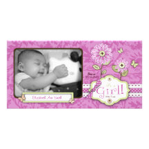 La organza florece rosa de la tarjeta de la foto tarjetas con fotos personalizadas