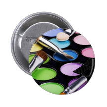 La paleta del arco iris del maquillaje cepilla la  pins