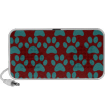 La pata linda del perro de perrito imprime el azul laptop altavoces