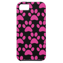 La pata linda del perro de perrito imprime negro d iPhone 5 protectores