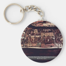La pequeña ciudad Ii (visión desde Krumlov bohemio Llavero