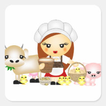 La pequeña Lechera Pegatinas Cuadradas Personalizadas