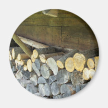 La pila de madera imán para frigorífico