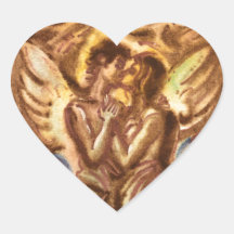 La pintura de la acuarela del beso calcomanías corazones
