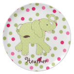 La placa del niño del elefante del lunar plato para fiesta
