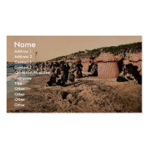 La playa en el baño del tiempo, Trouville, vinta d Plantilla De Tarjeta De Visita