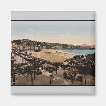 La playa, vintage Photochrom de San Sebastián, Esp Iman De Frigorífico
