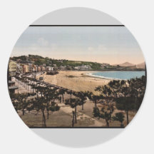 La playa, vintage Photochrom de San Sebastián, Esp Etiqueta