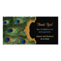 La pluma del pavo real le agradece tarjetas personales