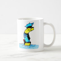 la policía del gusano taza de café