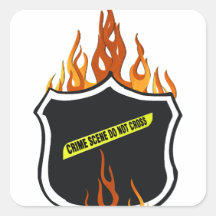 La policía llameante del tatuaje Badge Pegatina Cuadradas