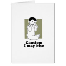 La precaución I puede morder la camiseta del bebé Tarjetas