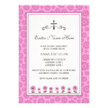 La primera comunión de las flores caprichosas rosa invitaciones personalizada