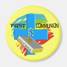 La primera comunión embroma las camisetas y los re imán de frigorífico