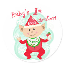 La primera Navidad del bebé personalizado Pegatina