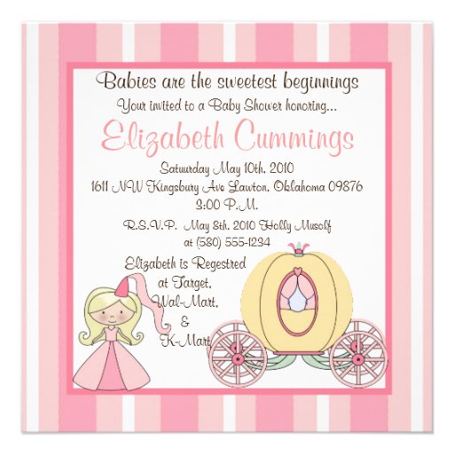 la princesa fiesta de bienvenida al bebé invita a  invitaciones personales 