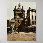 La puerta de reloj, vintage Photochro de Burdeos,  Poster