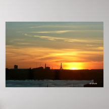 La puesta del sol traga Boston Poster