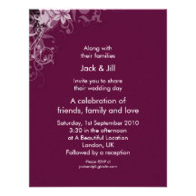 La púrpura florece 4.25x5.25 invitación personalizada