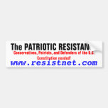 La RESISTENCIA PATRIÓTICA, conservadores, patriota Etiqueta De Parachoque