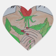 la rosa calcomanías corazones