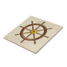La rueda de la nave náutica de madera azulejo cerámica