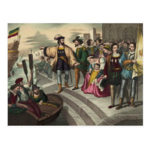 La salida de Cristóbal Colón Postal