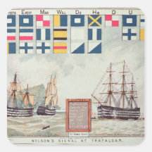 La señal de Nelson en Trafalgar Calcomanías Cuadradass