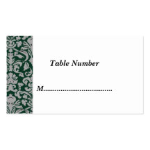 La tabla numera el damasco verde clásico tarjetas de visita