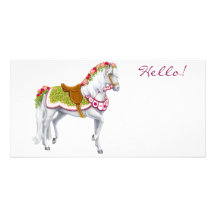 La tarjeta color de rosa de la foto del caballo tarjetas fotograficas personalizadas