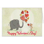 la tarjeta del día de San Valentín linda del elefa