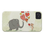 la tarjeta del día de San Valentín linda del elefa Case-Mate iPhone 4 Funda