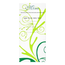 La tarjeta del menú de la cena, remolina floral lonas
