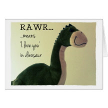 La tarjeta Rawr del dinosaurio significa "te amo" 