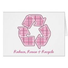 La tela escocesa rosada recicla la muestra felicitacion 
