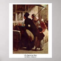 La tienda del grabado de Honore Daumier Poster