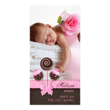 La torta de la invitación de Photocard de la niña  Tarjetas Fotográficas