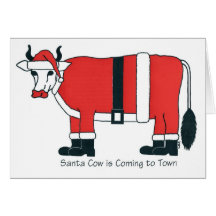 La vaca de Santa está viniendo a la ciudad Tarjetón