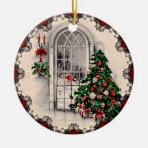 La ventana del navidad del vintage enciende el orn ornamento de navidad
