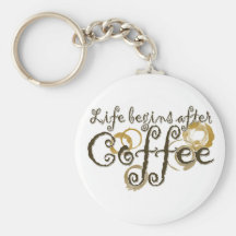 La vida comienza después de café llavero personalizado